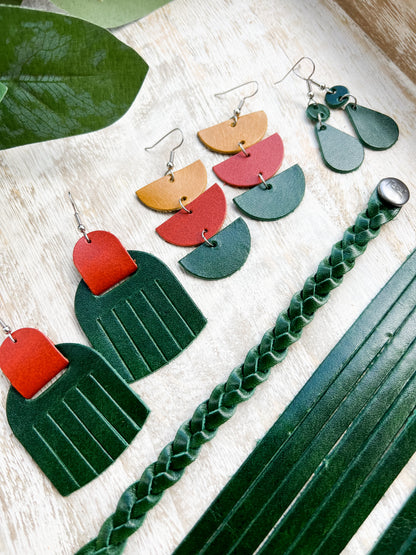 Leather Earrings / Droplets / Pine Tree