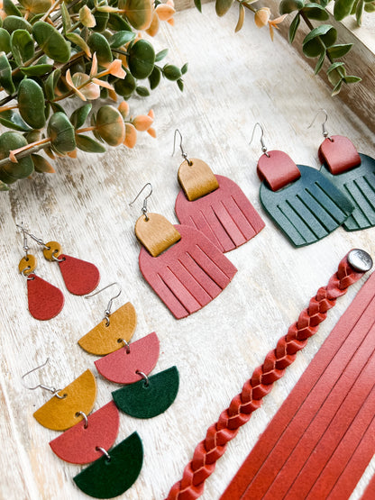 Leather Earrings / Tri Luna / Fall Foliage