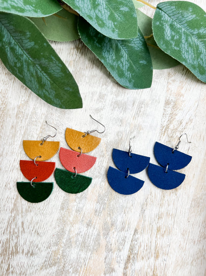 Leather Earrings / Tri Luna / Fall Foliage