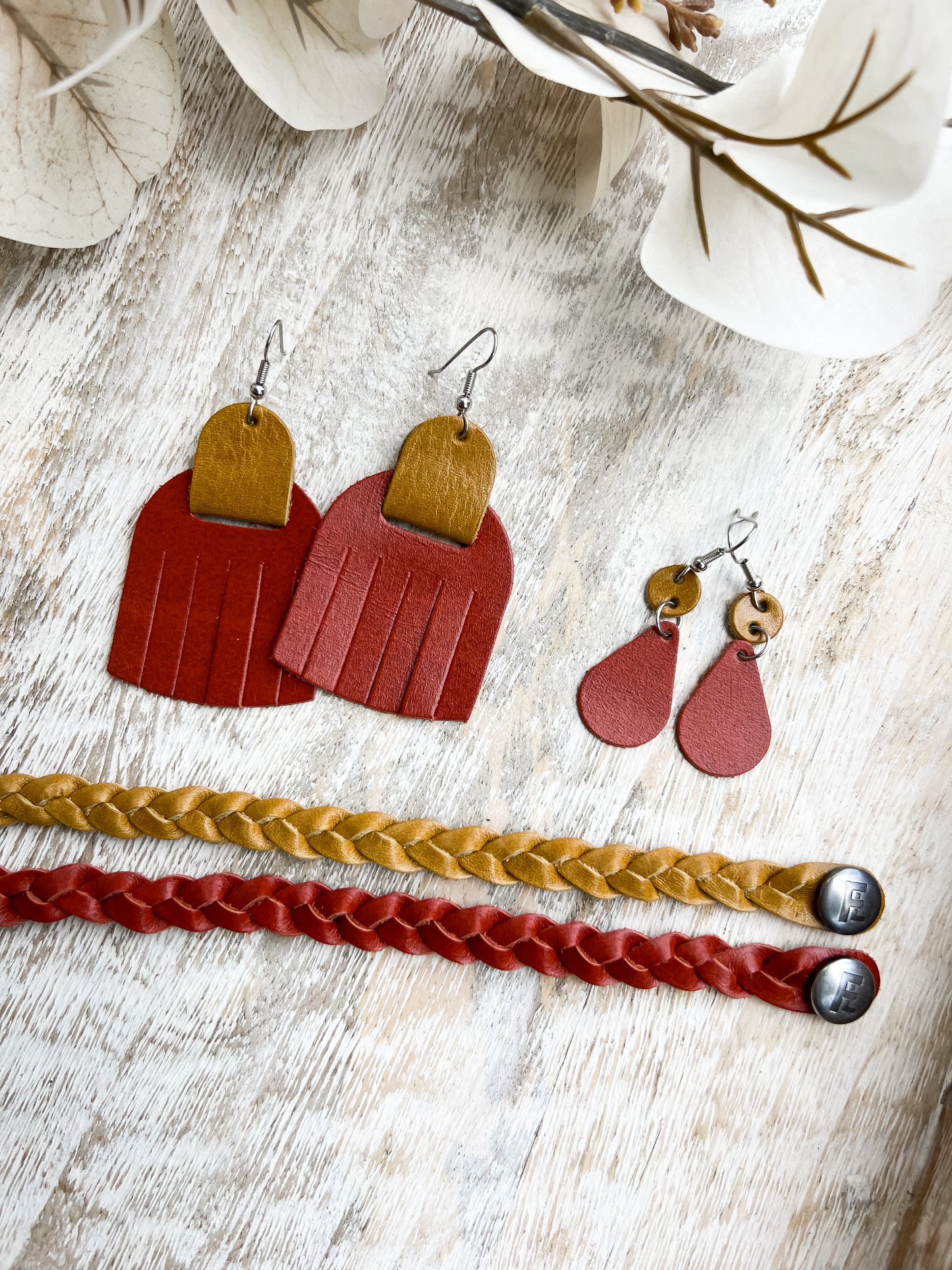 Leather Earrings / Fringies / Autumn Fire & Honey