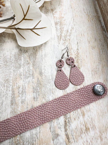 Leather Earrings / Droplets / Mauve Bubbles