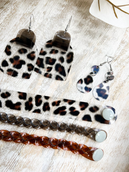 Jelly Earrings / Droplets / Spotted Leopard Jelly