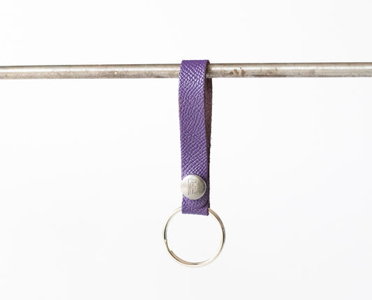 Leather Keychain / Snap Loop Skinny / Aubergine