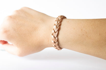 Braided Leather Bracelet / Soft Copper