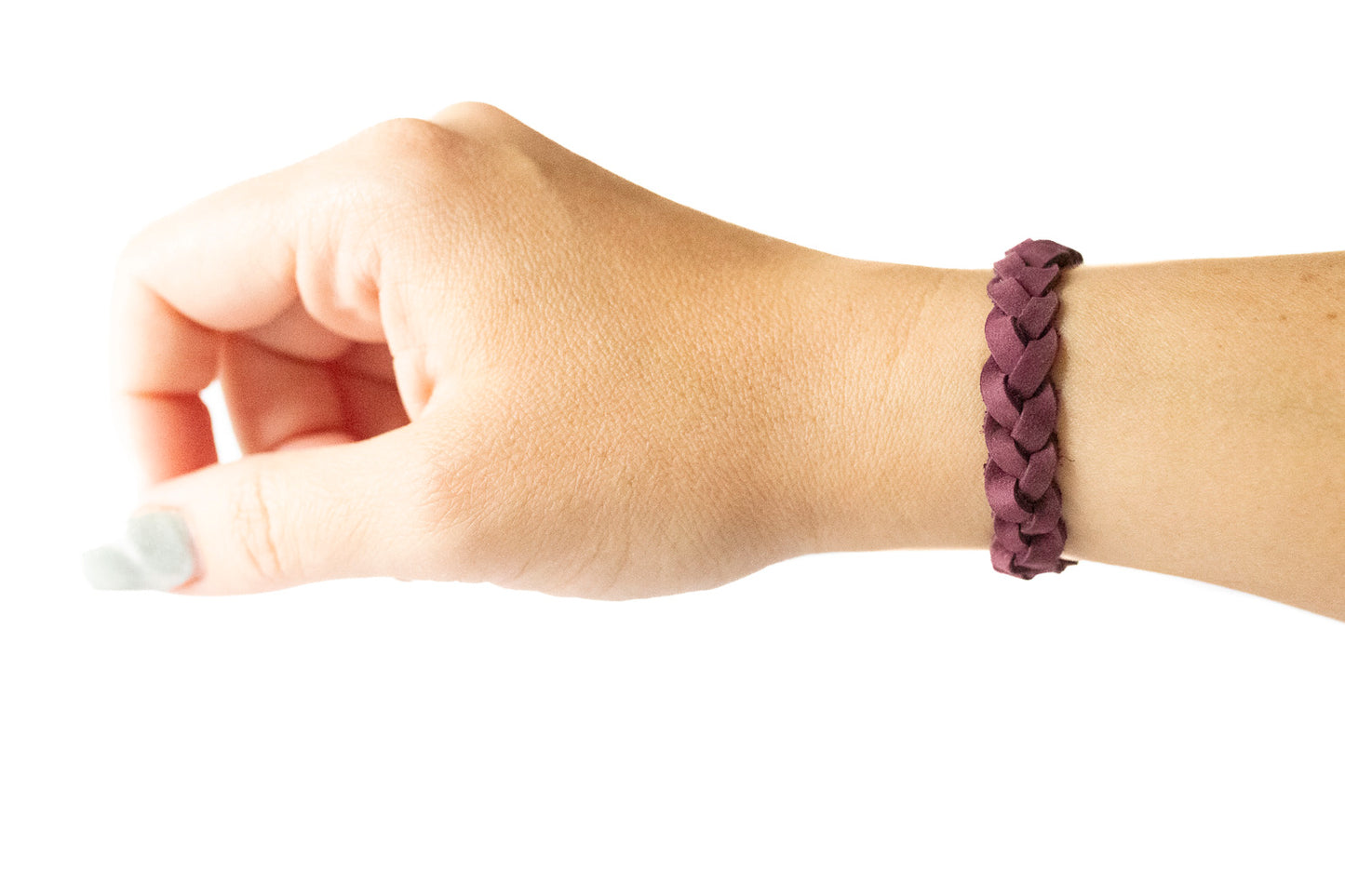Braided Leather Bracelet / Purple Wine