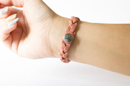 Braided Leather Bracelet / Smooth Rose