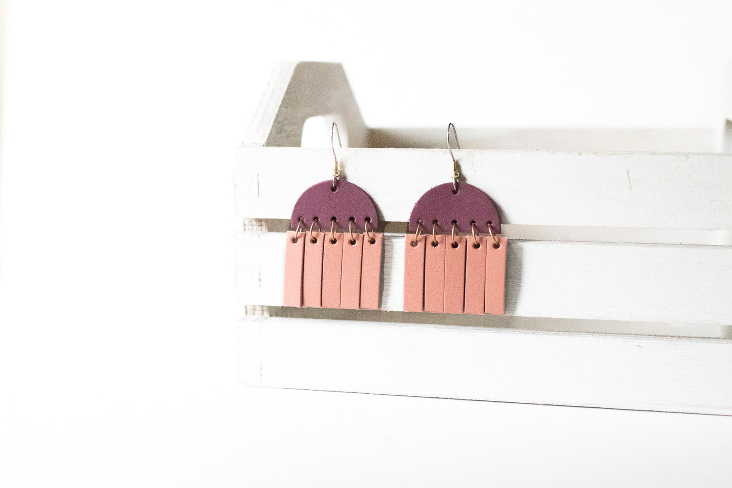 Leather Earrings / Cinque Luci / Purple Wine