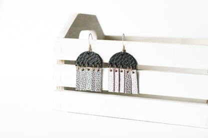 Leather Earrings / Cinque Luci / Deep Black