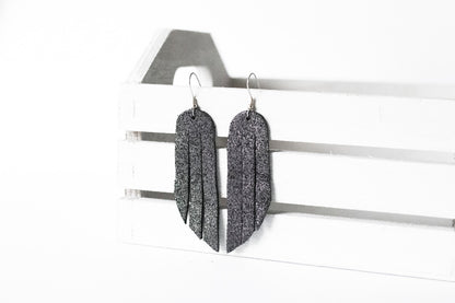 Leather Earrings / Fringe / Outer Space