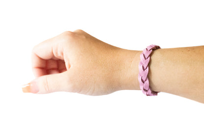 Braided Leather Bracelet / Pink Lemonade