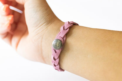 Braided Leather Bracelet / Pink Lemonade