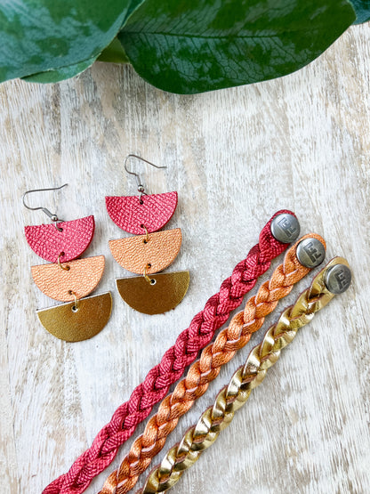 Leather Earrings / Tri Luna / Pumpkin Spice