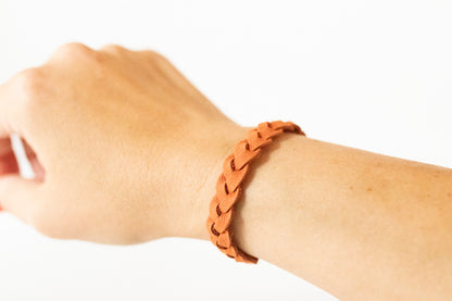Braided Leather Bracelet / Pumpkin Latte