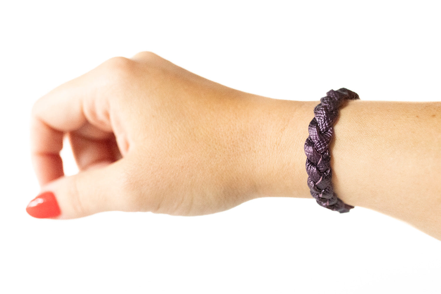 Braided Leather Bracelet / Amethyst Shimmer