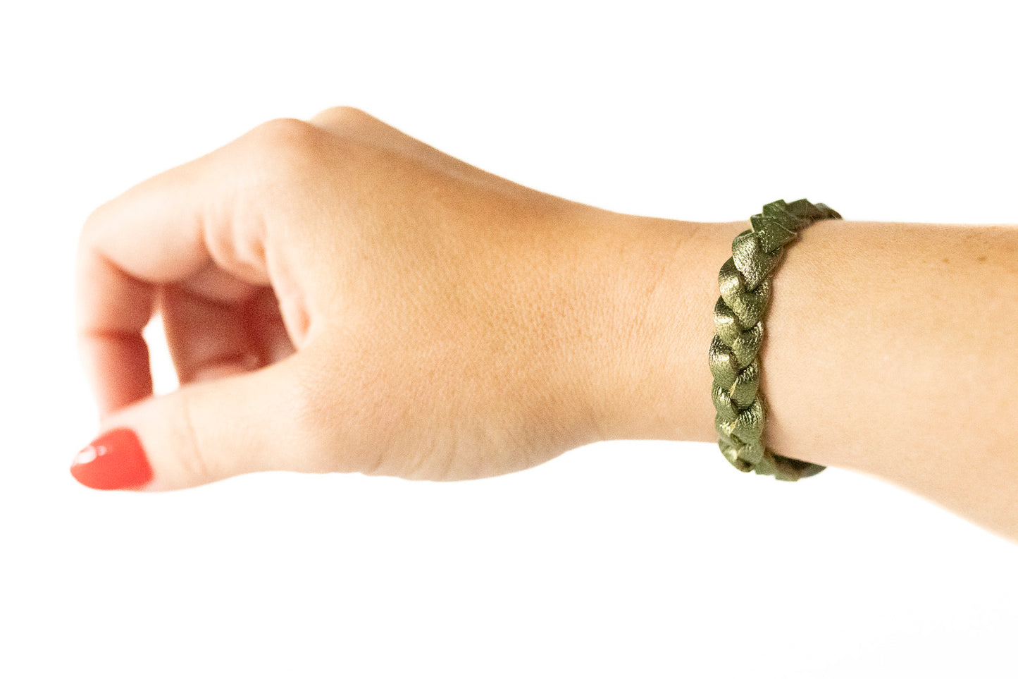 Braided Leather Bracelet / Soft Olive