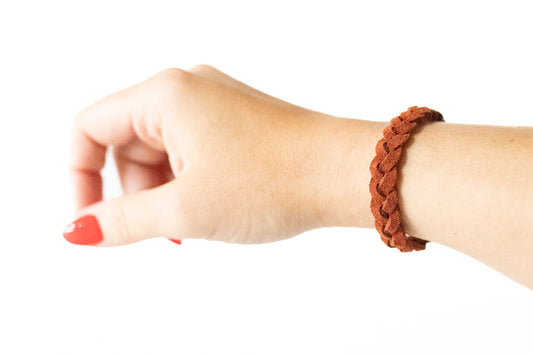 Braided Leather Bracelet / Rust Suede
