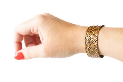 Leather Bracelet / Slim Cuff / Honeycomb