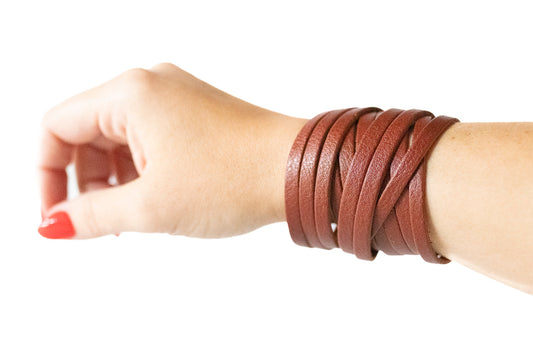 Leather Bracelet / Original Sliced Wrap Cuff / Ground Cinnamon
