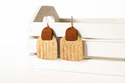 Leather Earrings / Fringies / Gold Flake Cork & Toast Suede