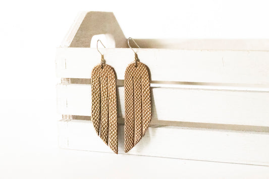 Leather Earrings / Fringe / Copper Bronze