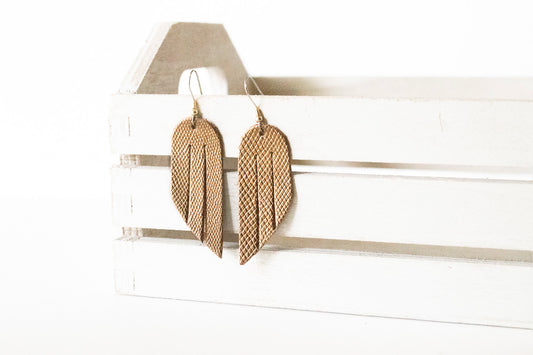 Leather Earrings / Mini Fringe / Copper Bronze