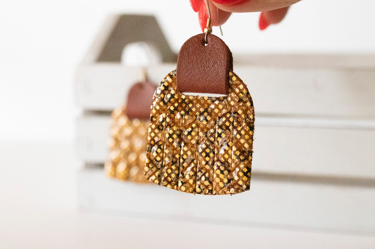 Leather Earrings / Fringies / Honeycomb & Ground Cinnamon