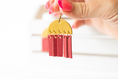 Leather Earrings / Cinque Luci / Honey Wheat