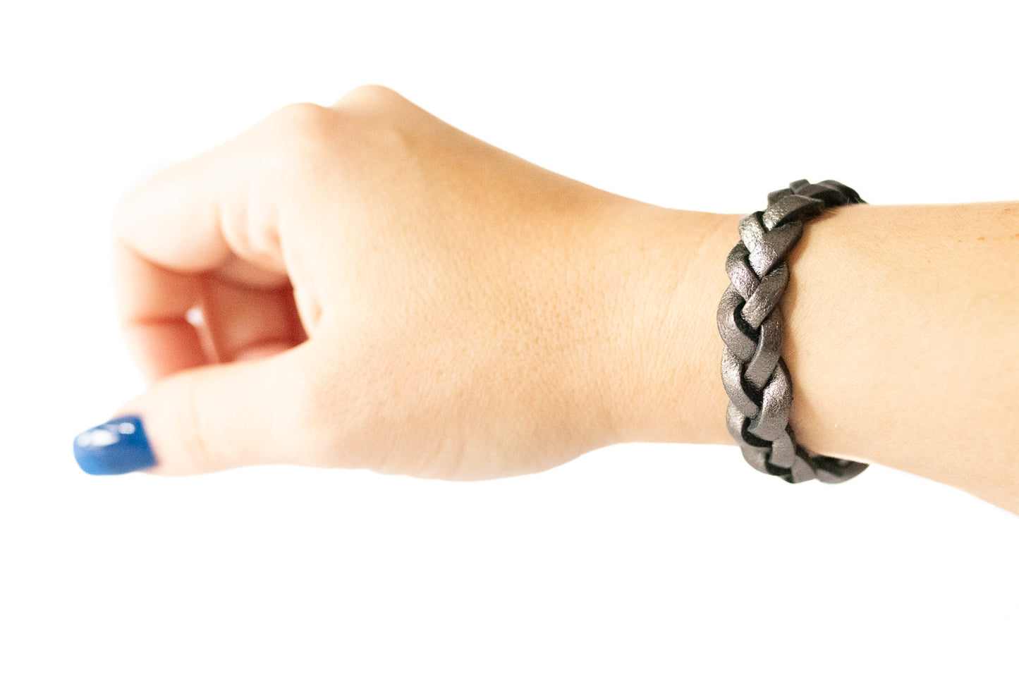 Braided Leather Bracelet / Charcoal Shimmer