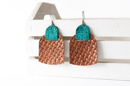 Leather Earrings / Fringies / Basuketto & Vintage Teal