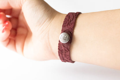 Leather Bracelet / Ultra Skinny Sliced Cuff / Berry Suede