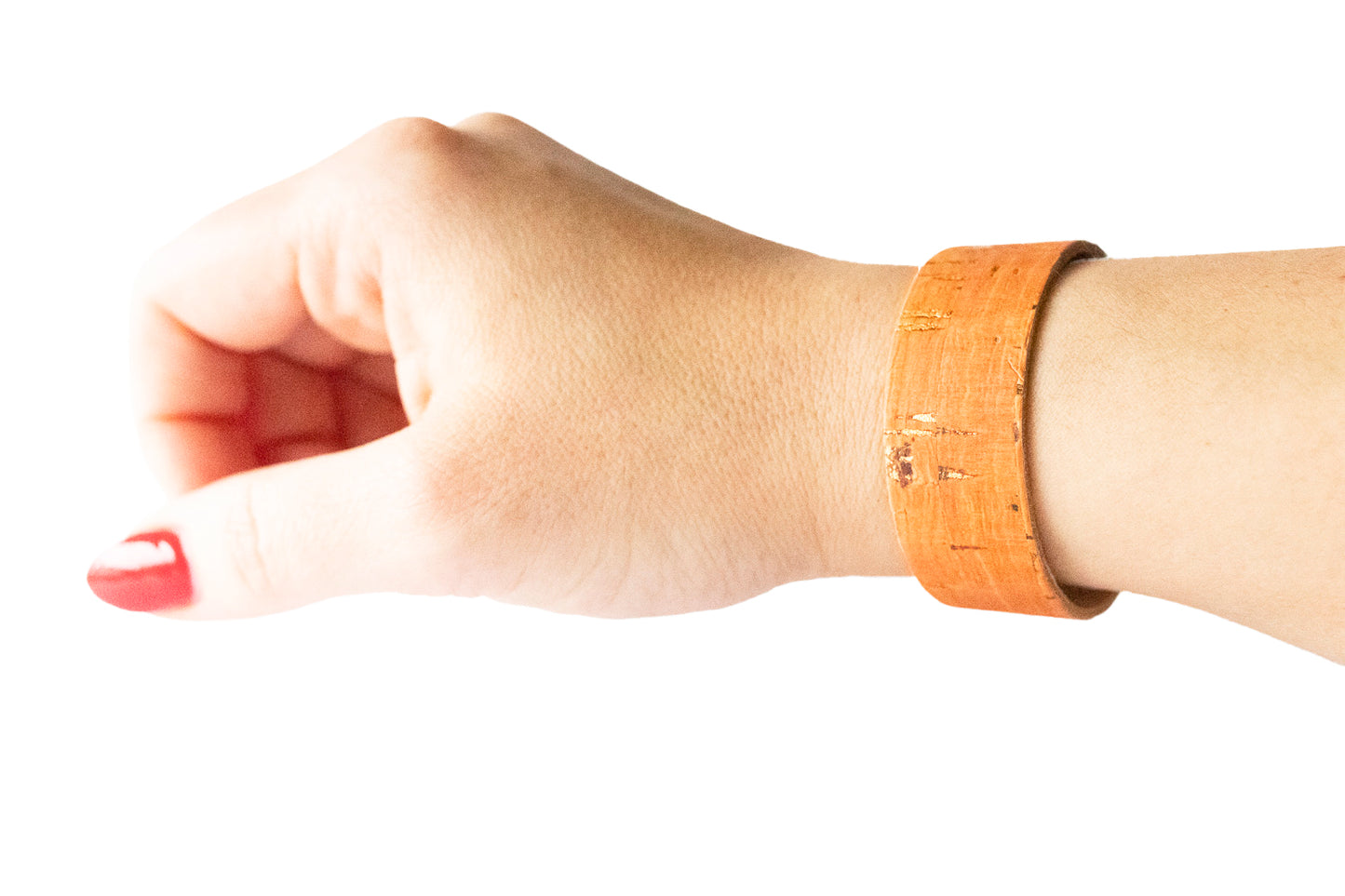 Leather Bracelet / Slim Cuff / Orange Papaya Cork