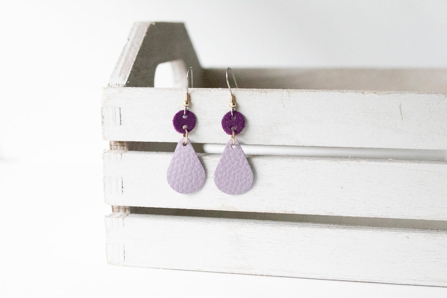 Leather Earrings / Droplets / Hyacinth