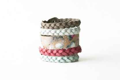 Braided Leather Bracelet / Pastel Cloud