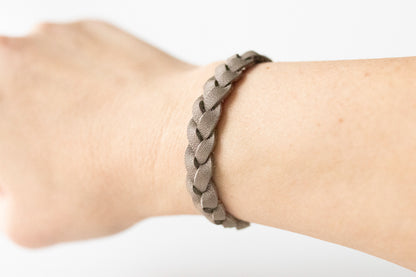 Braided Leather Bracelet / Matte Gray