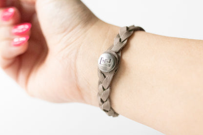 Braided Leather Bracelet / Matte Gray