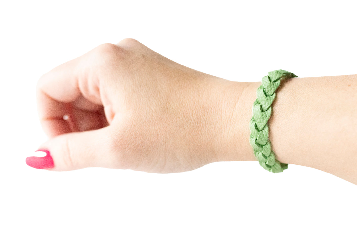 Braided Leather Bracelet / Jungle Green