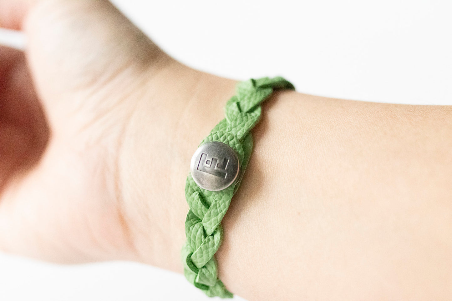 Braided Leather Bracelet / Jungle Green