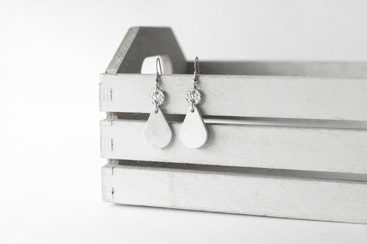 Leather Earrings / Droplets / Silver Clouds