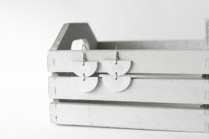 Leather Earrings / Demi Luna / Silver Clouds