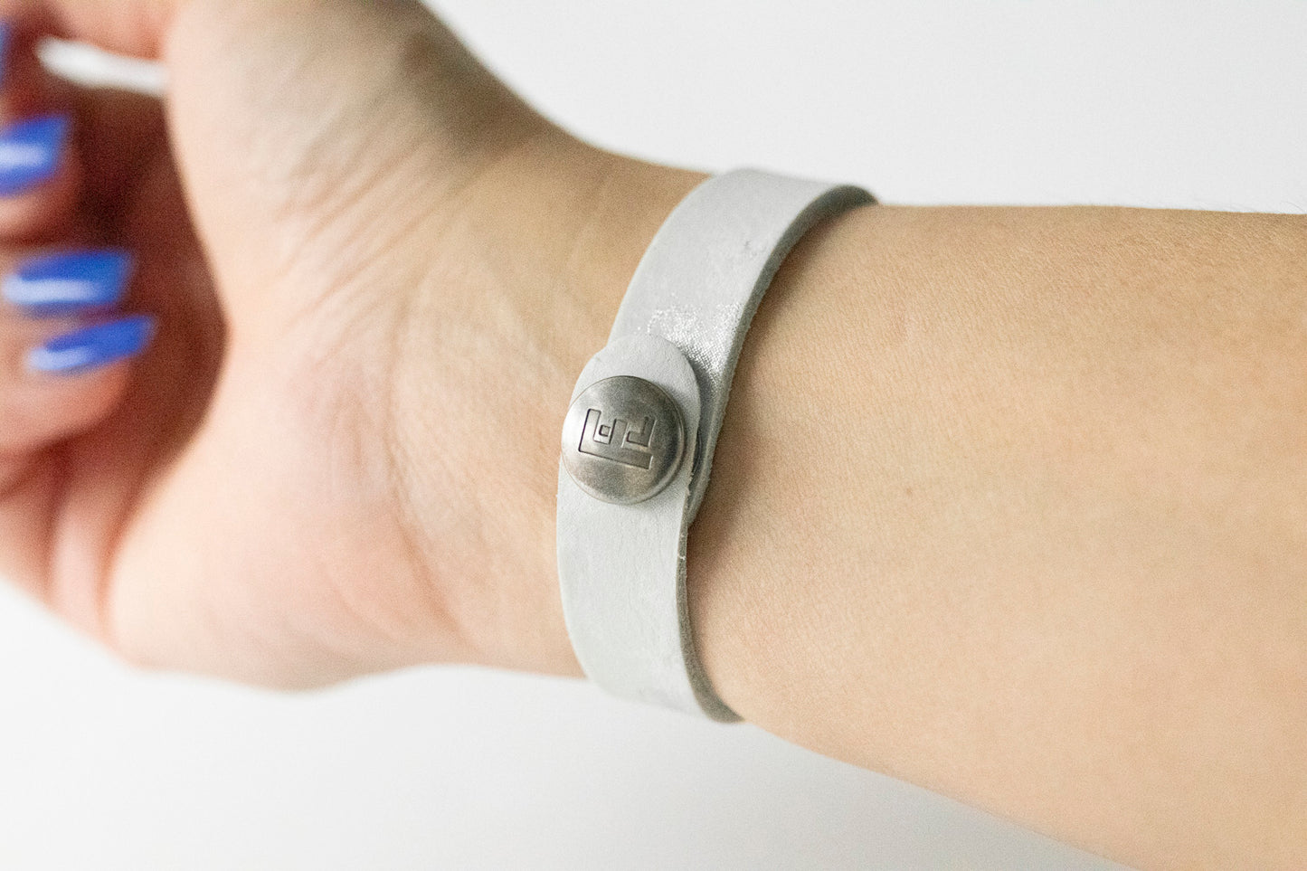 Leather Bracelet / Skinny Slim Cuff / Silver Clouds