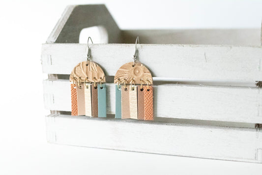 Leather Earrings / Cinque Luci / Western Sunset