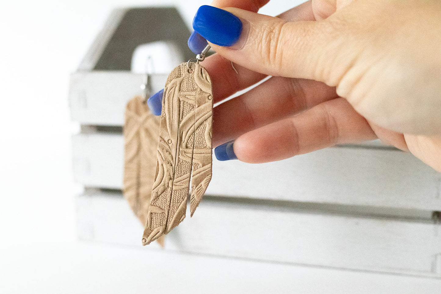 Leather Earrings / Fringe / Western Floral