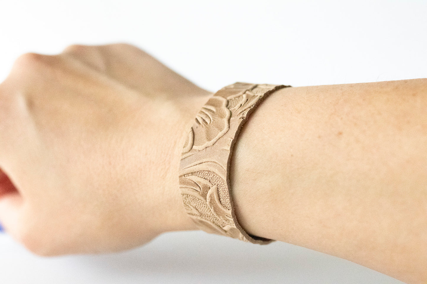 Leather Bracelet / Slim Cuff / Western Floral