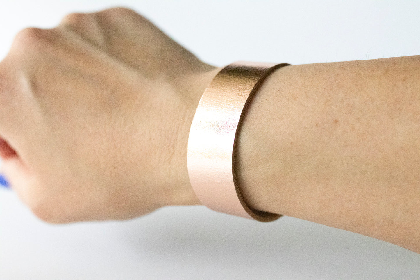 Leather Bracelet / Slim Cuff / Metallic Rosegold