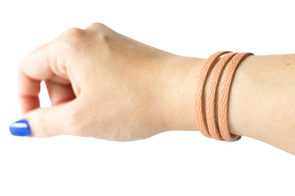 Leather Bracelet / Ultra Skinny Sliced Cuff / Coral Sands