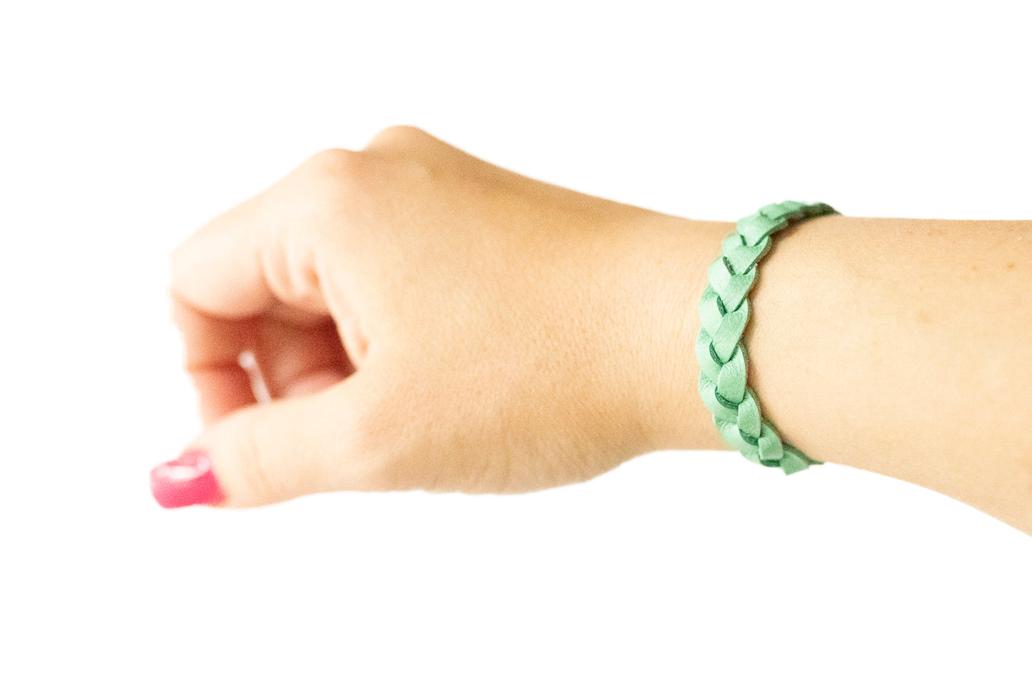 Braided Leather Bracelet / Seafoam