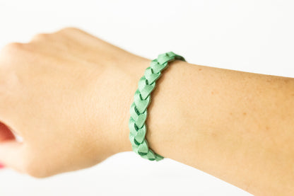 Braided Leather Bracelet / Seafoam