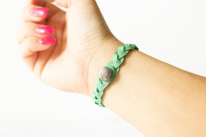 Braided Leather Bracelet / Seafoam