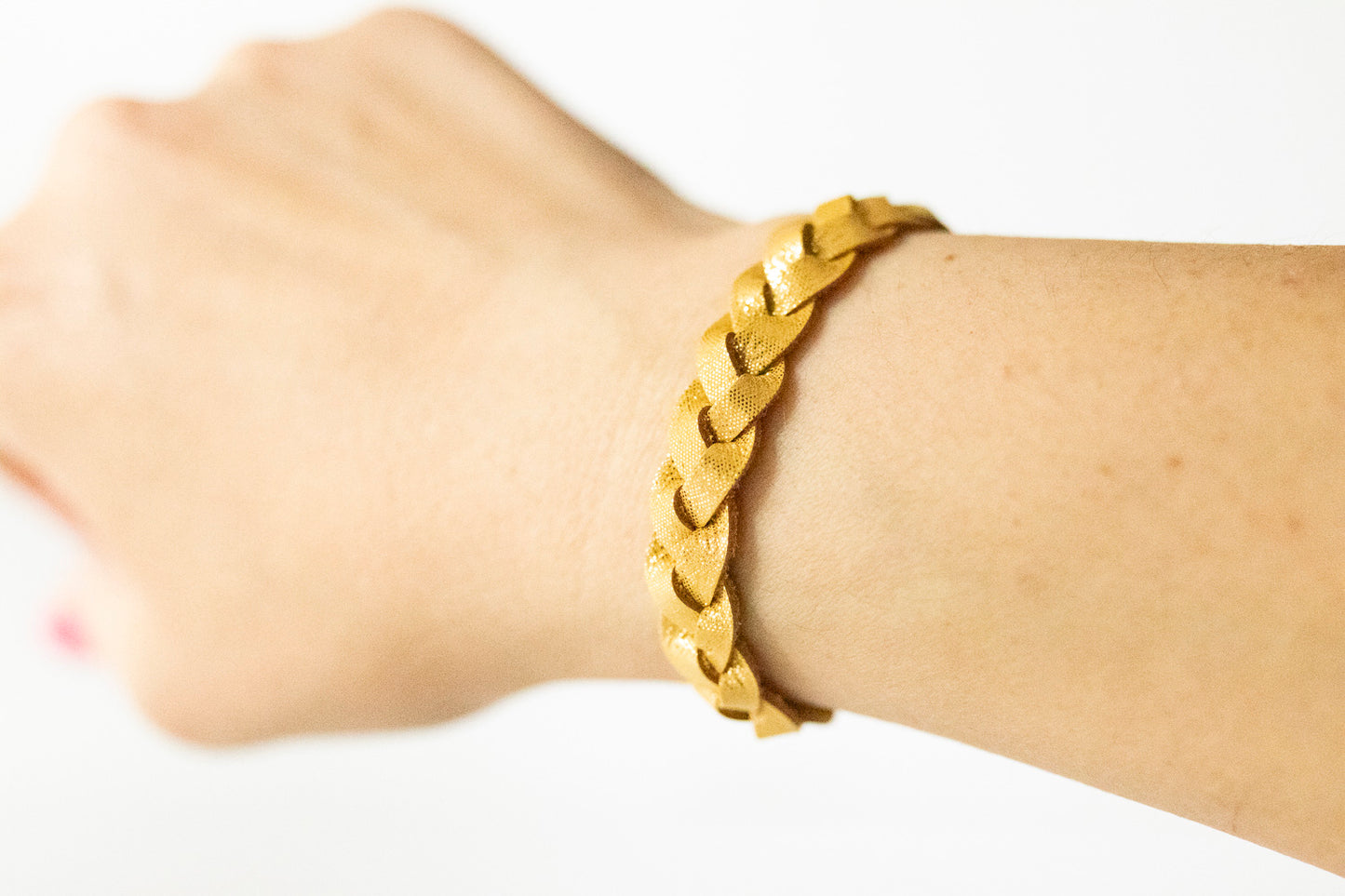 Braided Leather Bracelet / Golden Shimmer