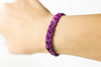 Braided Leather Bracelet / Summer Nights Sparkle